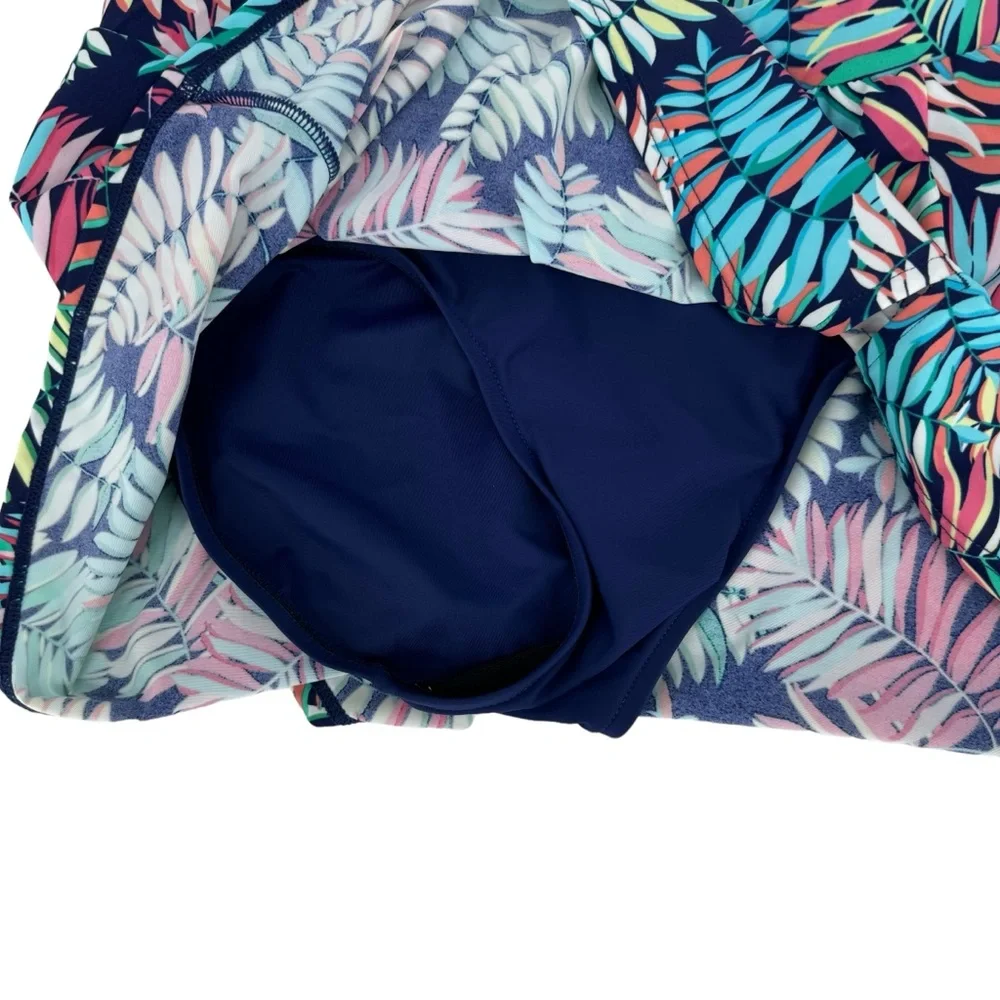 *Women’s Talbots 6 Two-Piece Green/Blue/Punk Tropical Print Tankini Bathing Suit